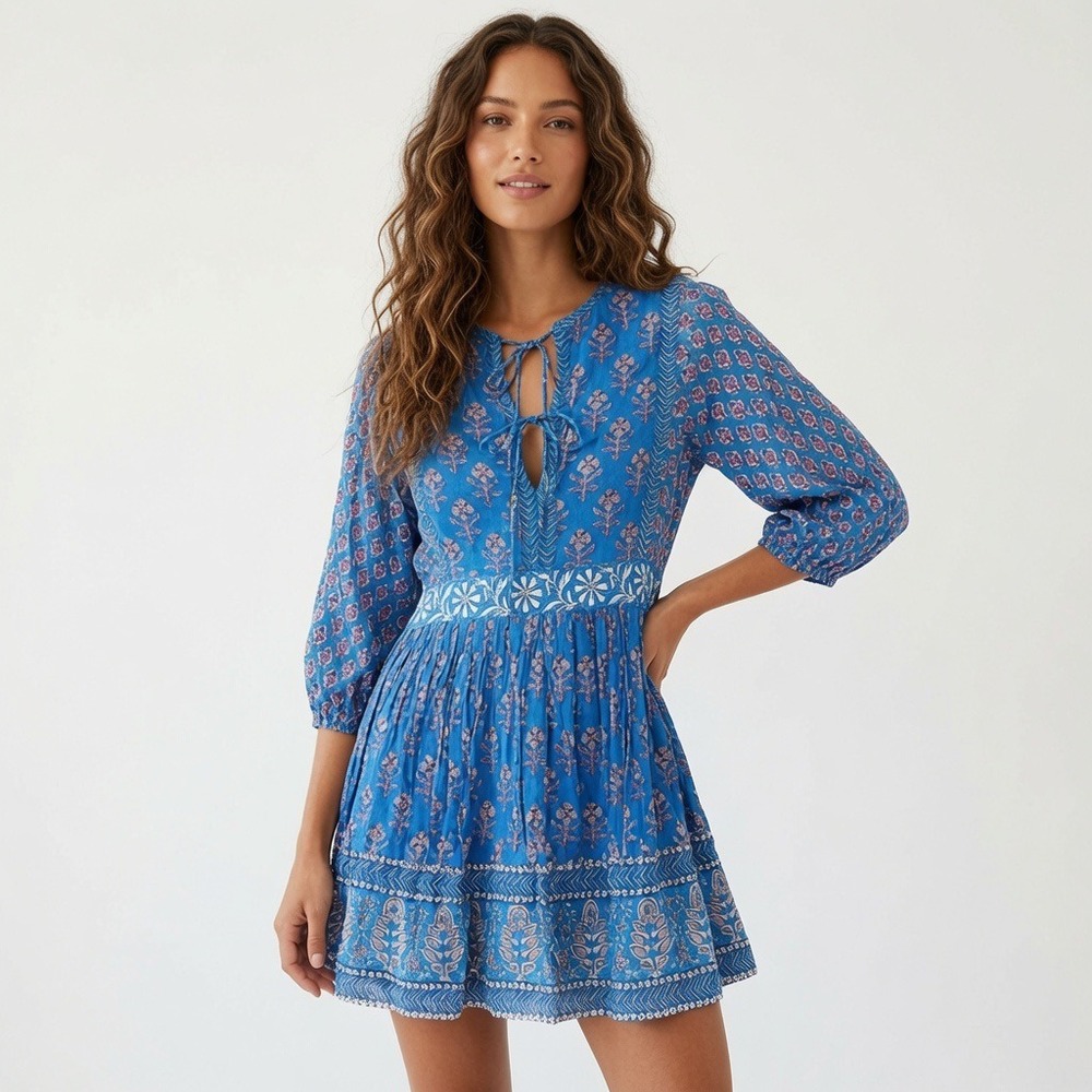 Oliphant Blue Printed Mini Dress